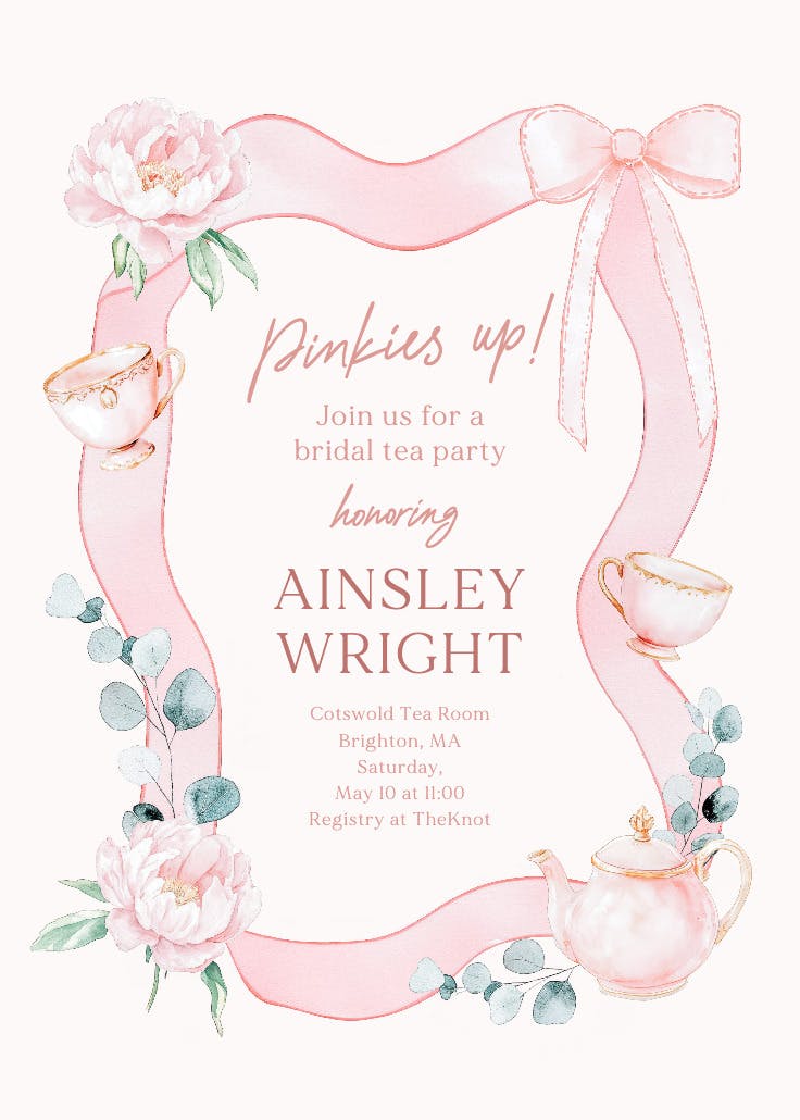 Pinkies up - bridal shower invitation