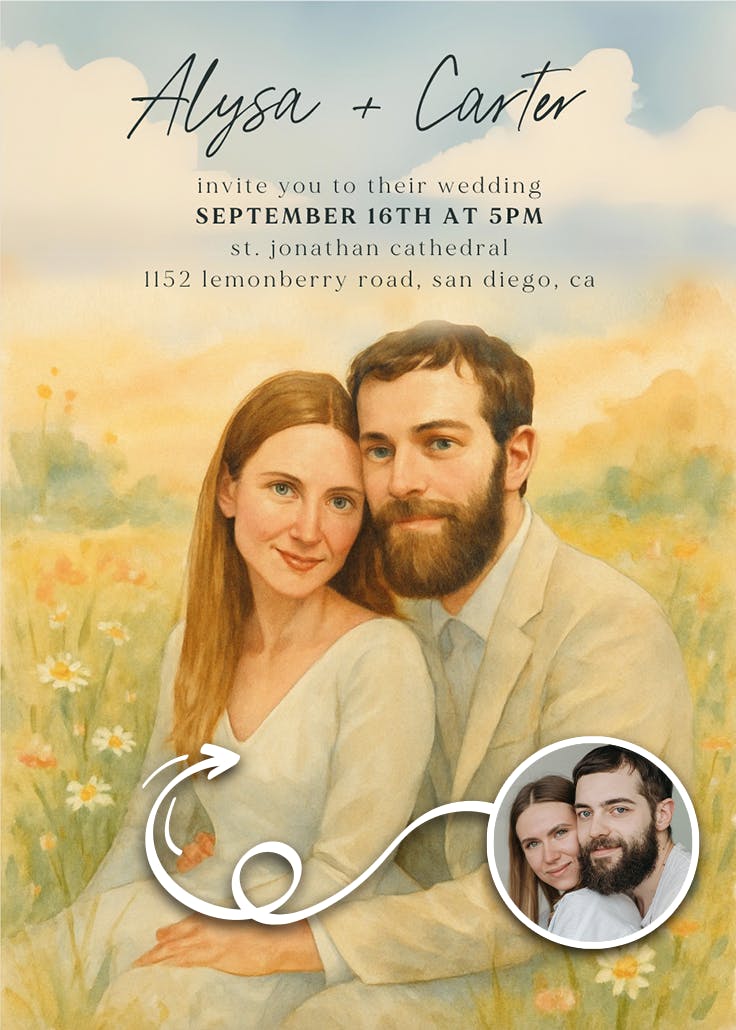 Romantic field - wedding invitation