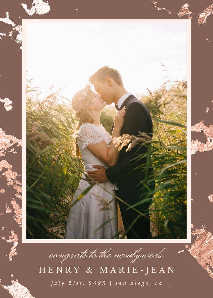 Rose gold marble - wedding congratulations card