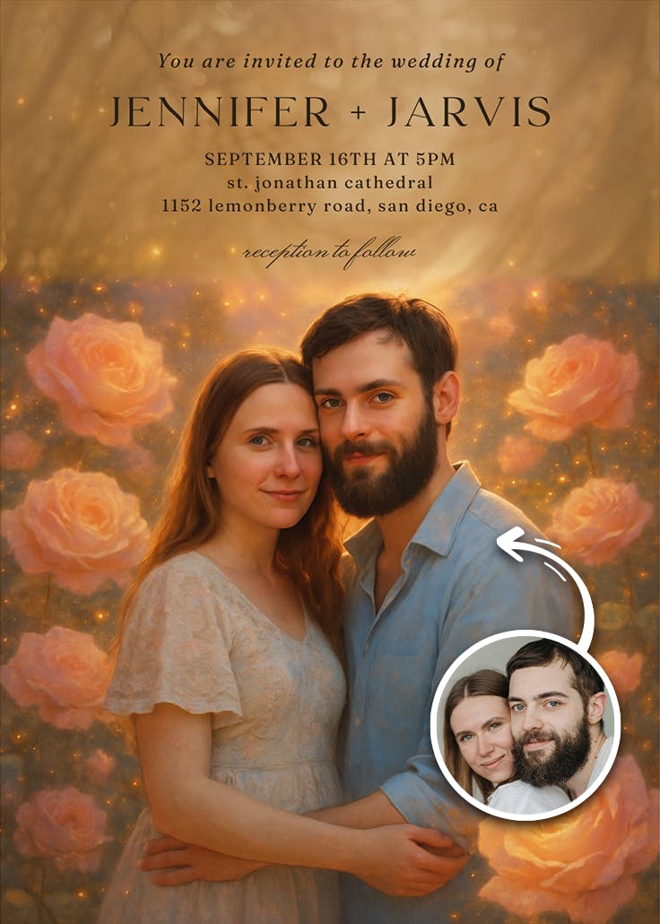 Roses & vows - wedding invitation
