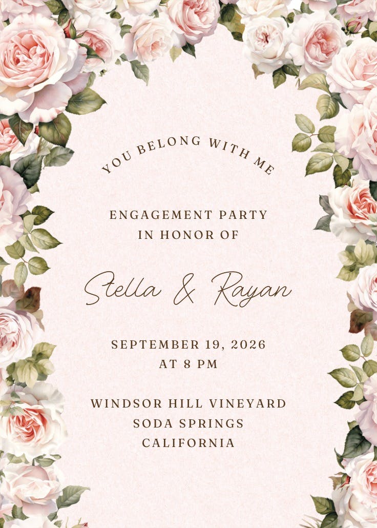Rosy romance - engagement party invitation