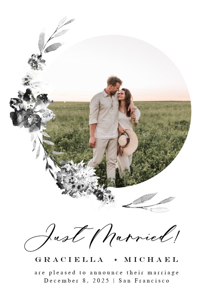 Smokey flowers - wedding announcement