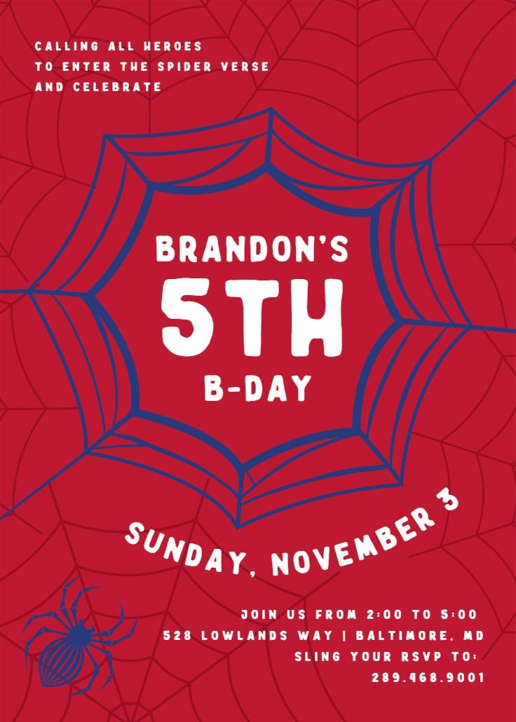 Spiderverse - birthday invitation