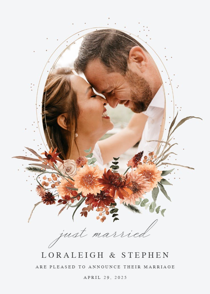 Terracotta flowers - wedding announcement