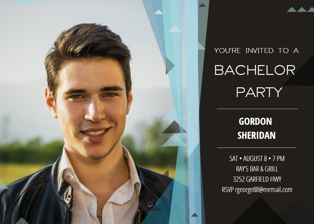 Triangle accents - bachelor party invitation