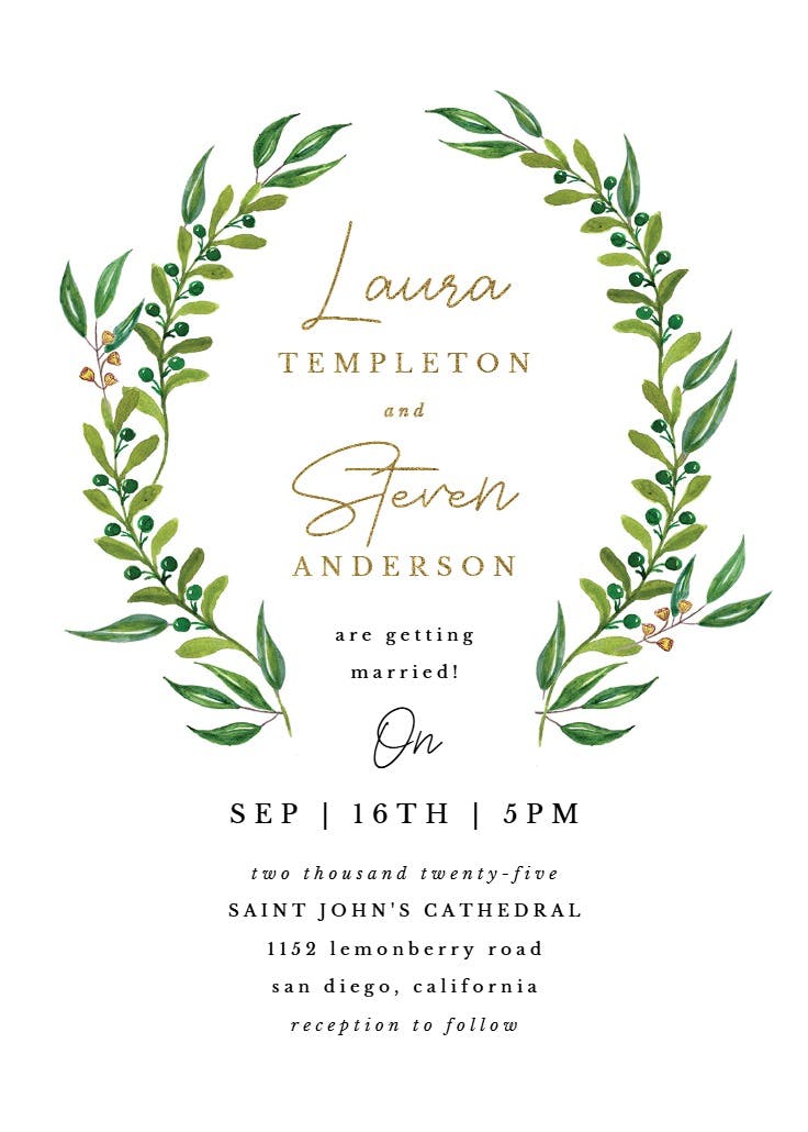 Watercolor greenery - wedding invitation