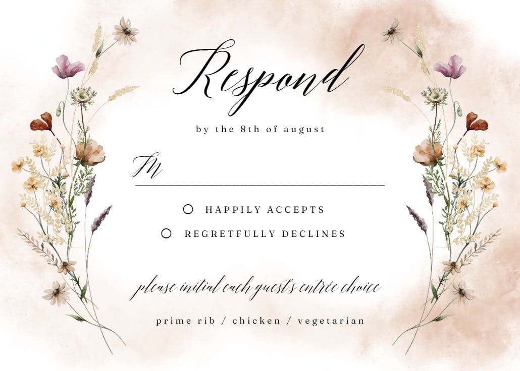 Whispered beauty - rsvp card