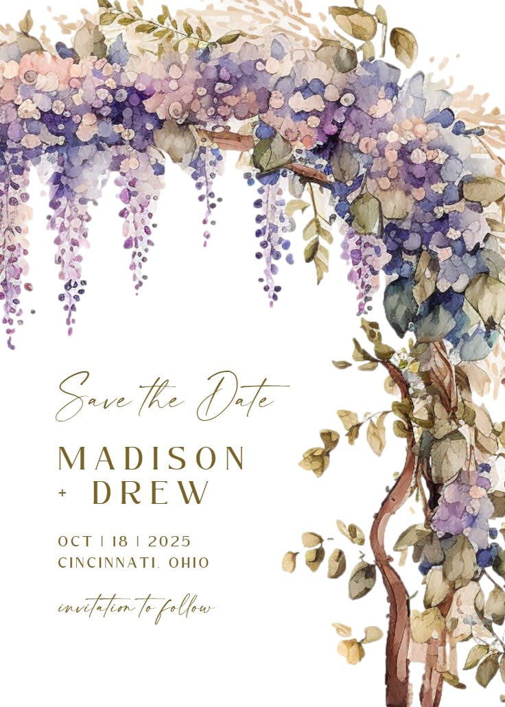 Wisteria canopy - save the date card