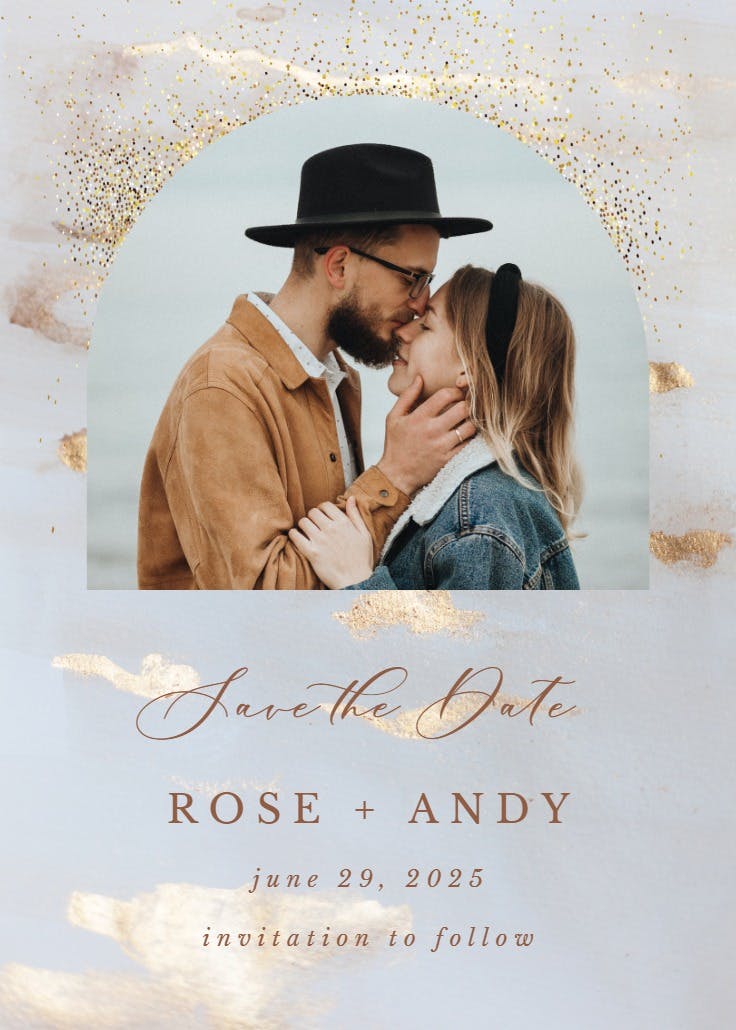 You are golden - save the date card